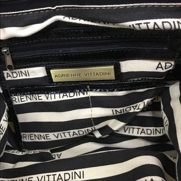 Adrienne Vittadini Nautical Black White Straw Summer Tote Bag - Picture 9 of 16